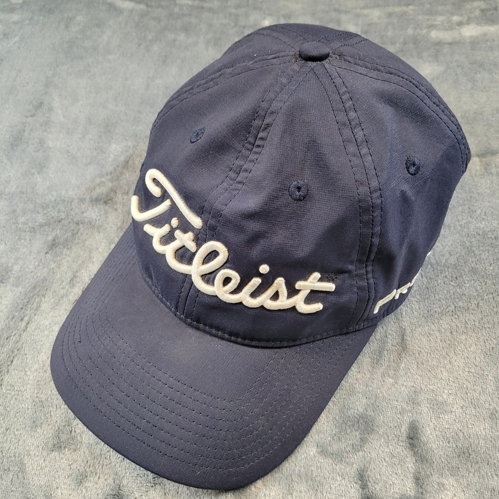 Titleist Golf Hat Mens Navy Blue Pro V1 FootJoy Adjustable Strapback Performance